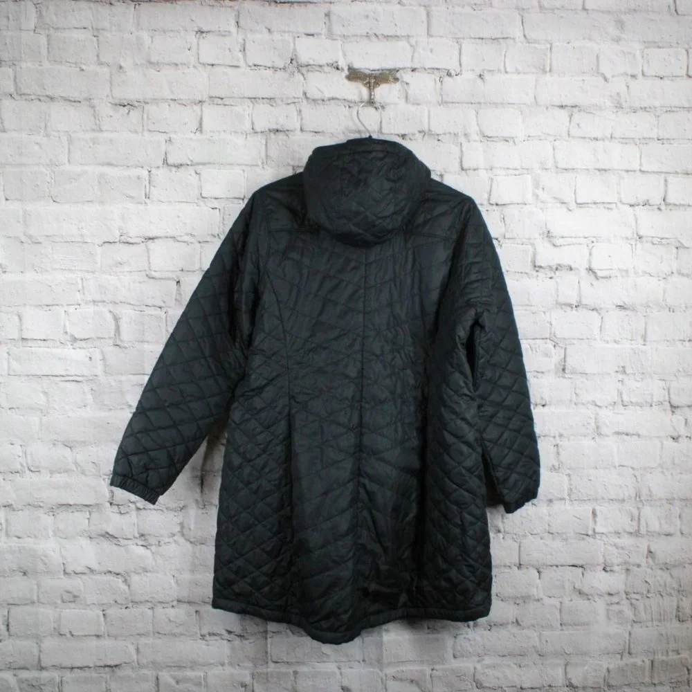 LL Bean Black Polyester Lined Insulated Winter Hooded Coat Jacket Size 1X Plus - Picture 6 of 7